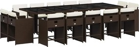 vidaXL Set mobilier de grădină cu perne, 15 piese, maro, poliratan