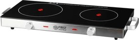 Resigilat: Plită dubla cu infrarosu FIRST FA-5096-7, 2800W, Pana la 300°C, Termostat, Sticla ceramica, Negru/Inox
