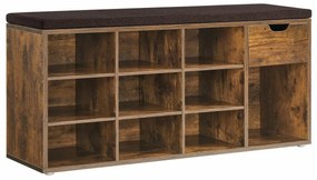 Pantofar bancuta hol cufar cu depozitare, Vasagle, Maro, 104x30.5x48 cm