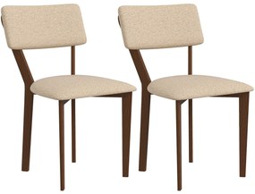 HOMCOM Set de 2 scaune de masă, scaune de bucătărie cu spătar, picioare din lemn, material textil aspect lin 49 x 56 x 85 cm bej | Aosom Romania