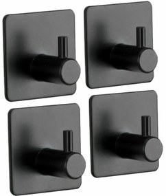 Set de 4 piese de cârlige de perete Ureo, negru