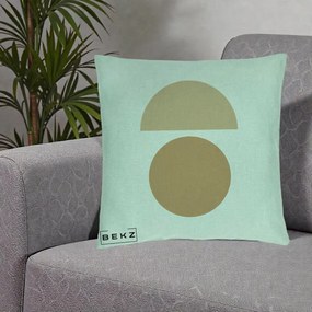 Perna Decorativa Geometric Minimalist Auriu, 40x40 cm, Verde Menta, Husa Detasabila, Perna Inclusa, BEKZ®
