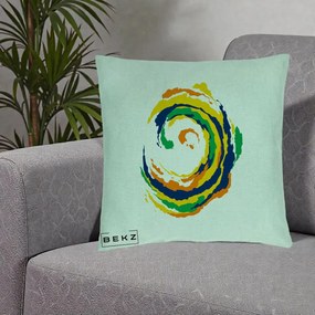 Perna Decorativa Vortex Abstract Colorat, 40x40 cm, Verde Menta, Husa Detasabila, Perna Inclusa, BEKZ®