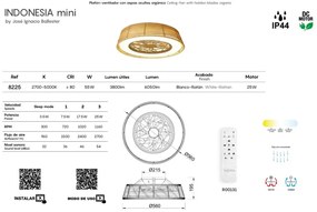 Lustra LED cu Ventilator si telecomanda, IP44, INDONESIA Mini MA-8225