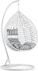 Scaun suspendat alb KOKON cu suport, perna alb-gri