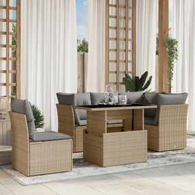 vidaXL Set canapele de grădină cu perne, 6 piese, bej, poliratan