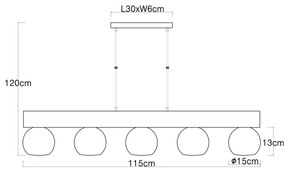 Lustră pe cablu MOITAS 5xE27/40W/230V Globo 15656-5H