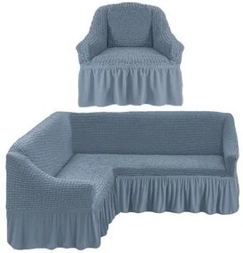 Set husa elastica si creponata cu volan pentru coltar + fotoliu, HC-04-1