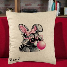 Perna Decorativa Raton cu Urechi de Iepure si Guma de Mestecat, 40x40 cm, Bej, Husa Detasabila, Perna Inclusa, BEKZ®