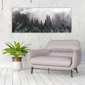 Tablou - Pădure cu elemente ilustrate (120x50 cm)