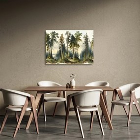 Tablou pe sticlă - Peisaj de epocă de păduri (70x50 cm)