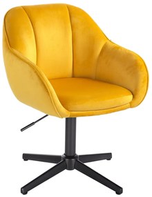 HR2055CROSS Scaun Galbenă din Catifea cu Bază Neagră