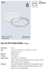Plafoniera LED design silm IP54 baie Oja 29 negru 3000-4000K 2015026103 NL