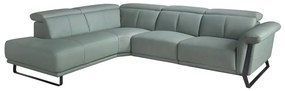 Coltar LUX design italian cu sezlong stanga si functia relax Cowhide verde turcoaz