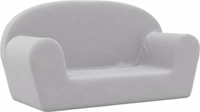 vidaXL Canapea pentru copii cu 2 locuri, gri deschis, pluș moale