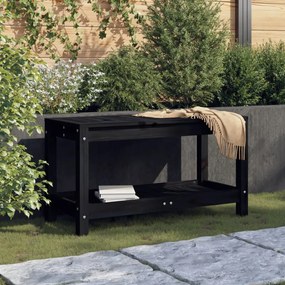 832379 vidaXL Bancă de grădină, negru, 82,5x35x45 cm, lemn masiv de pin
