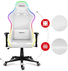 Fotoliu gaming Fusion 6.2 (alb + multicolor) (cu iluminat LED). 1087488