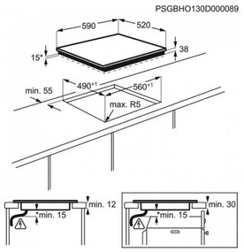 Plita incorporabila ceramica Electrolux EHF6232FOK, 5700W, 60 cm, Trei zone, Blocare copii, Caldura reziduala, Negru