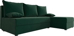 Set de canapea extensibila reversibila in forma de L VALERIO SLIM 200x140 cm, verde inchis + 2 perne GRATUIT