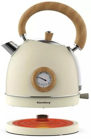 Ceanic cu termometru Klausberg KB 7906, 2200W, 1.8 l, Indicator nivel apa, Protectie supraincalzire, Crem