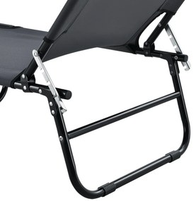 Sezlong "Corfu" cu acoperis neagru si parasolar gri închis