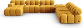 Coltar panoramic dreapta 7 locuri design modular, Bellis, Micadoni Home, BL, 376x282x70 cm, catifea, galben