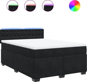 vidaXL Pat box spring cu saltea, negru, 160x200 cm, catifea