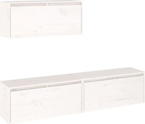 vidaXL Comode TV, alb, 3 buc., lemn masiv de pin