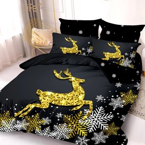 Lenjerie de pat 2 persoane, bumbac finet, 6 piese, 2 fete, Craciun SPAC2333