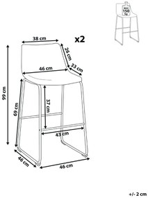 Set scaune tip bar 2buc. Franklin (maro auriu). 1009963