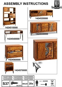 Comoda Mustang, Mauro Ferretti, 88x45x75 cm, lemn masiv de salcam, maro