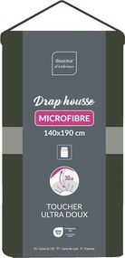 Cearceaf kaki din microfibră cu elastic 140x190 cm Oscar – douceur d'intérieur