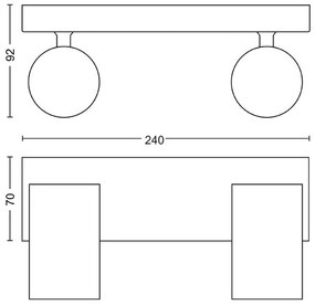 Spot KOSIPO 2xGU10/5,5W/230V alb Philips