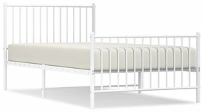 350944 vidaXL Cadru de pat metalic cu tăblie de cap/picioare, alb, 100x200 cm