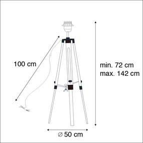 Lampă de podea rustică trepied lemn cu alamă antică - Cortin