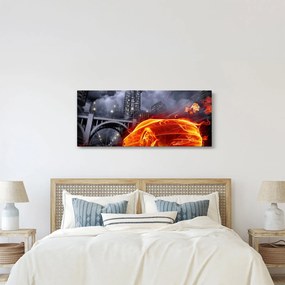 Tablou cu mașina în flăcărată (120x50 cm)