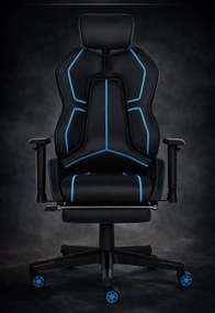 LUMINA X-Motion Core – Gaming & Office –Ergonomie, Masaj Inteligent și Confort Total, PU, Negru/Albastru