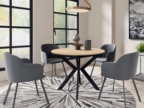 Masă sufragerie extensibilă Ulnasia 100 (Negru + Stejar craft auriu) (pentru 2-4 persoane). 1105408