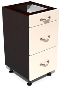 Corp inferior 40 cu 3 sertare metalice pentru greutate Zebra MDF vanilie simplu