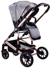 Carucior 2 in 1 reversibil si pliabil cu geanta inclusa, 0-36 luni, Gri - CPC-59-gri