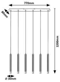 Lustră pe cablu Rabalux 72363 RAMIRA 6xG9/5W/230V auriu