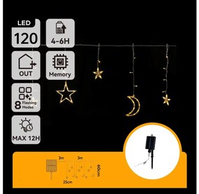 Aigostar - Ghirlandă LED solară de Crăciun, 120 LED, 8 funcții, 3x0,6 m, 500 mAh, IP65, alb cald