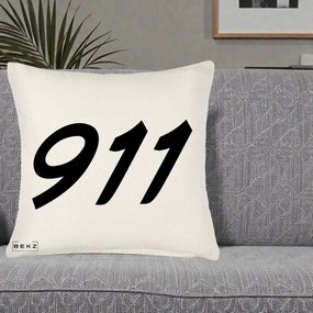 Perna Personalizata 911 Bold, 40x40 cm, Crem Reliefat, Husa Detasabila, Perna Inclusa, BEKZ®