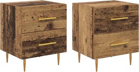 vidaXL Dulap de noapte cu sertar 2 pcs Lemn Vechi 40 x 35 x 47,5 cm
