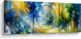 Tablou - Zi însorită abstractă (cu ceas) (90x30 cm)