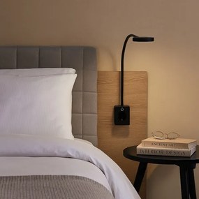 Rabalux 71283 - Lampă de perete LED dimmabilă TIVRO E 4W/230V cu port USB pentru priză, neagră