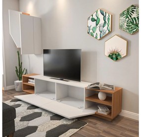 Mobilier living Ziva 2 (alb + teak). 1102661