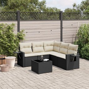 vidaXL Set mobilier de grădină cu perne, 6 piese, negru, poliratan