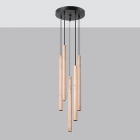 Lustră pe cablu Sollux SL.1270 PASTELO 5xG9/8W/230V lemn