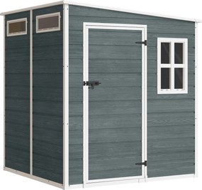 Outsunny Șopron pentru unelte 2,89 m², aspect lemn, 3 ferestre, ventilație, podea, încuietoare, mănuși, 182 x 182 x 196 cm | Aosom Romania